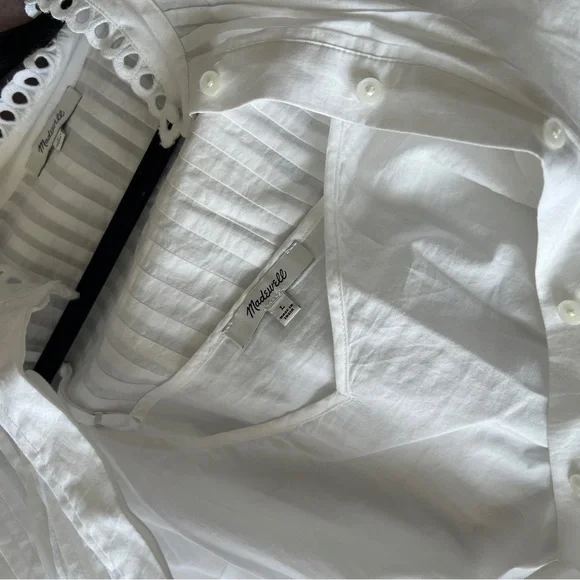 Madewell Pintucked Eyelet Mini Dress in White Cotton size large - Picture 9 of 11